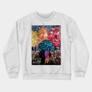 Couple walking through a snow Strom. Crewneck Sweatshirt